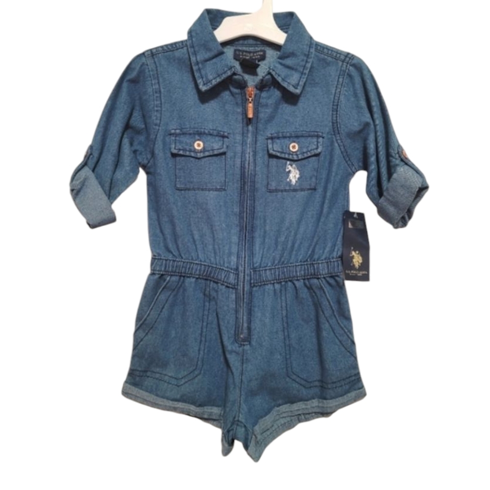 U.S. POLO ASSN. Denim Romper Shorts NWT Size 6